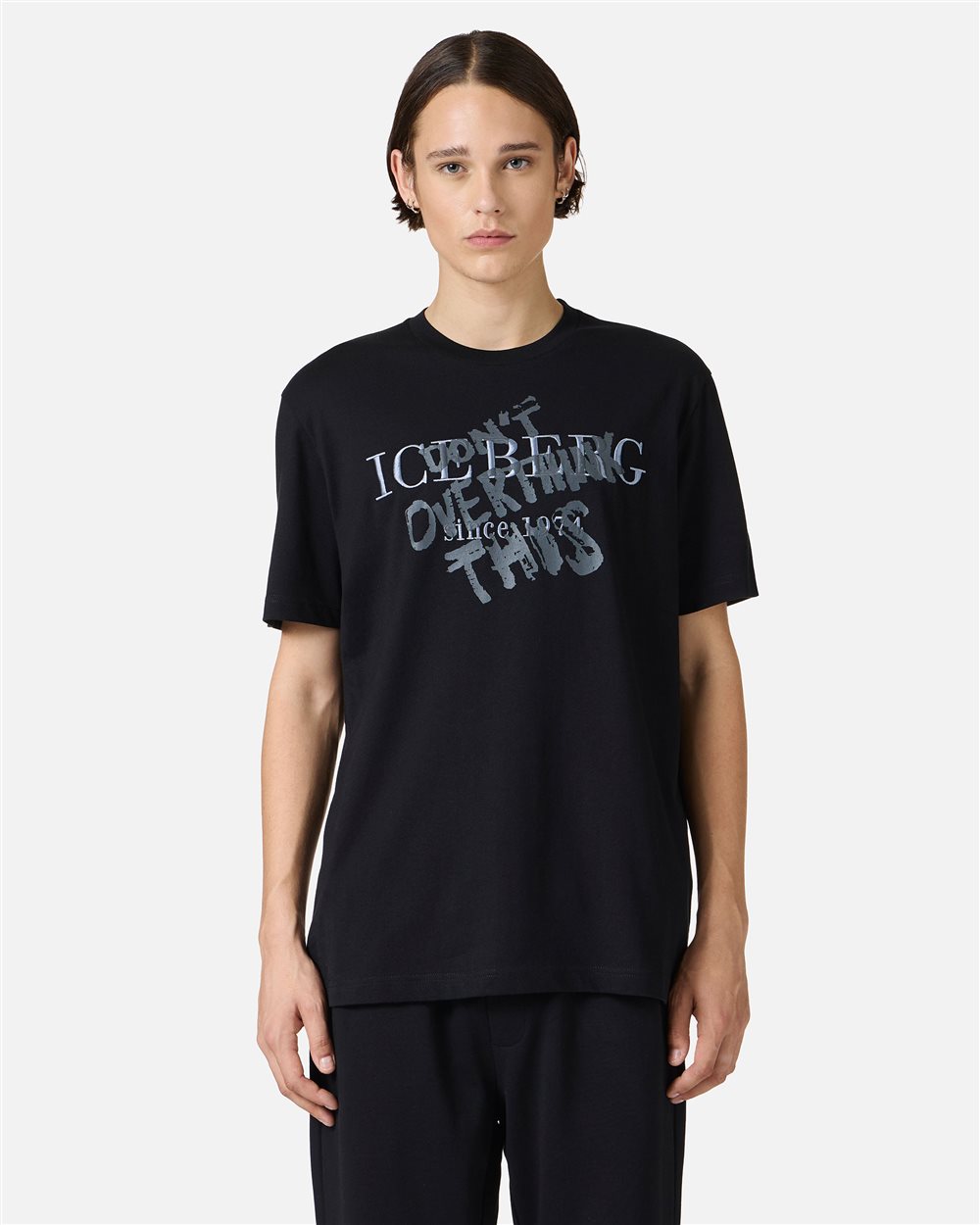 Classic regular fit black cotton jersey T-shirt - Iceberg - Official Website
