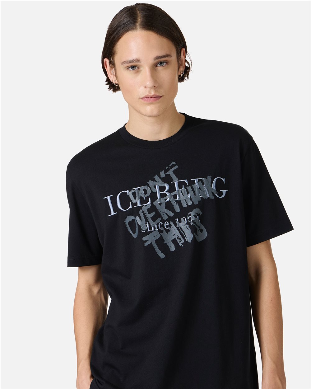 Classic regular fit black cotton jersey T-shirt - Iceberg - Official Website