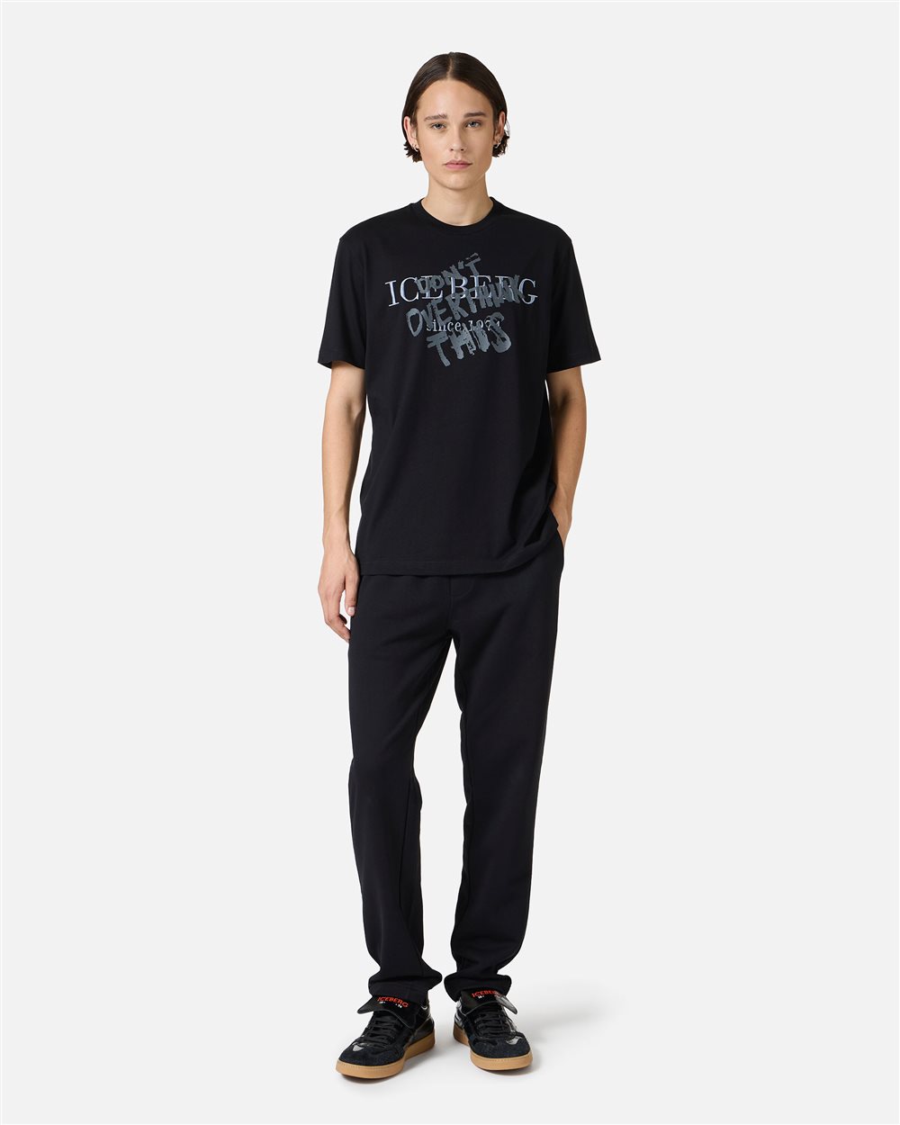 Classic regular fit black cotton jersey T-shirt - Iceberg - Official Website