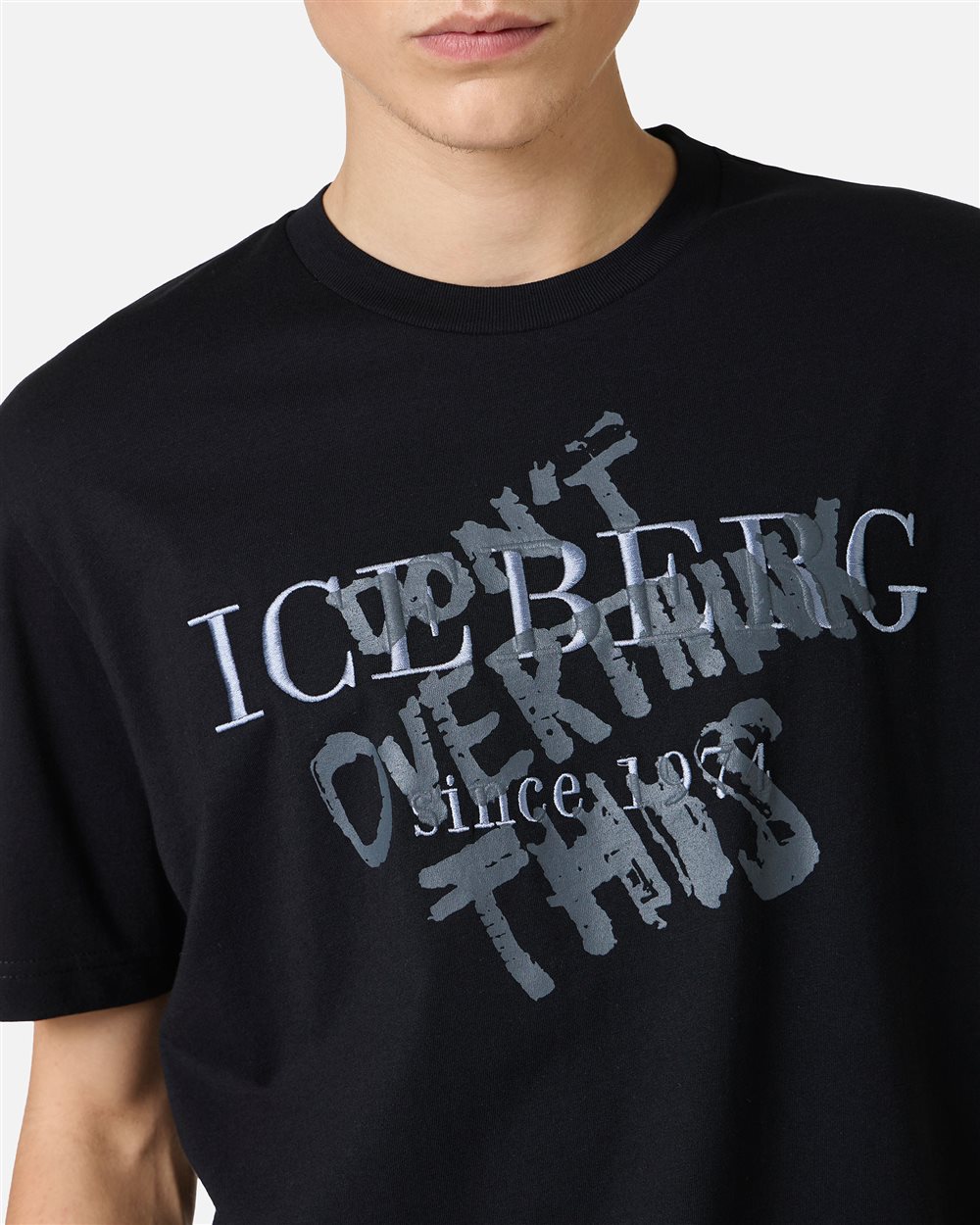 Classic regular fit black cotton jersey T-shirt - Iceberg - Official Website