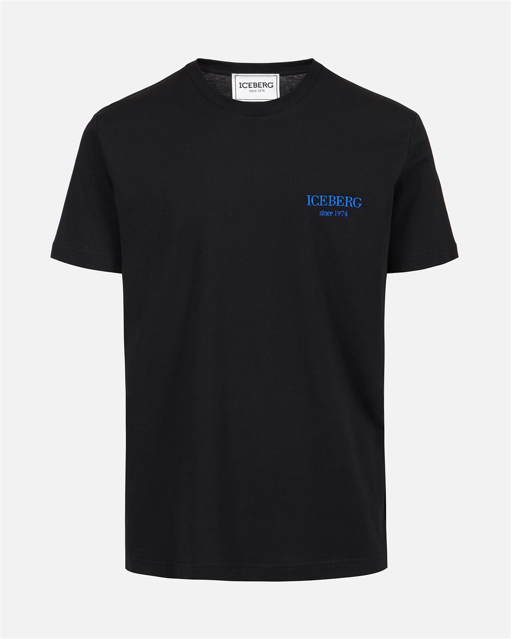 Classic regular fit black T-shirt in cotton jersey with embroidered Iceberg logo - Iceberg - Official Website