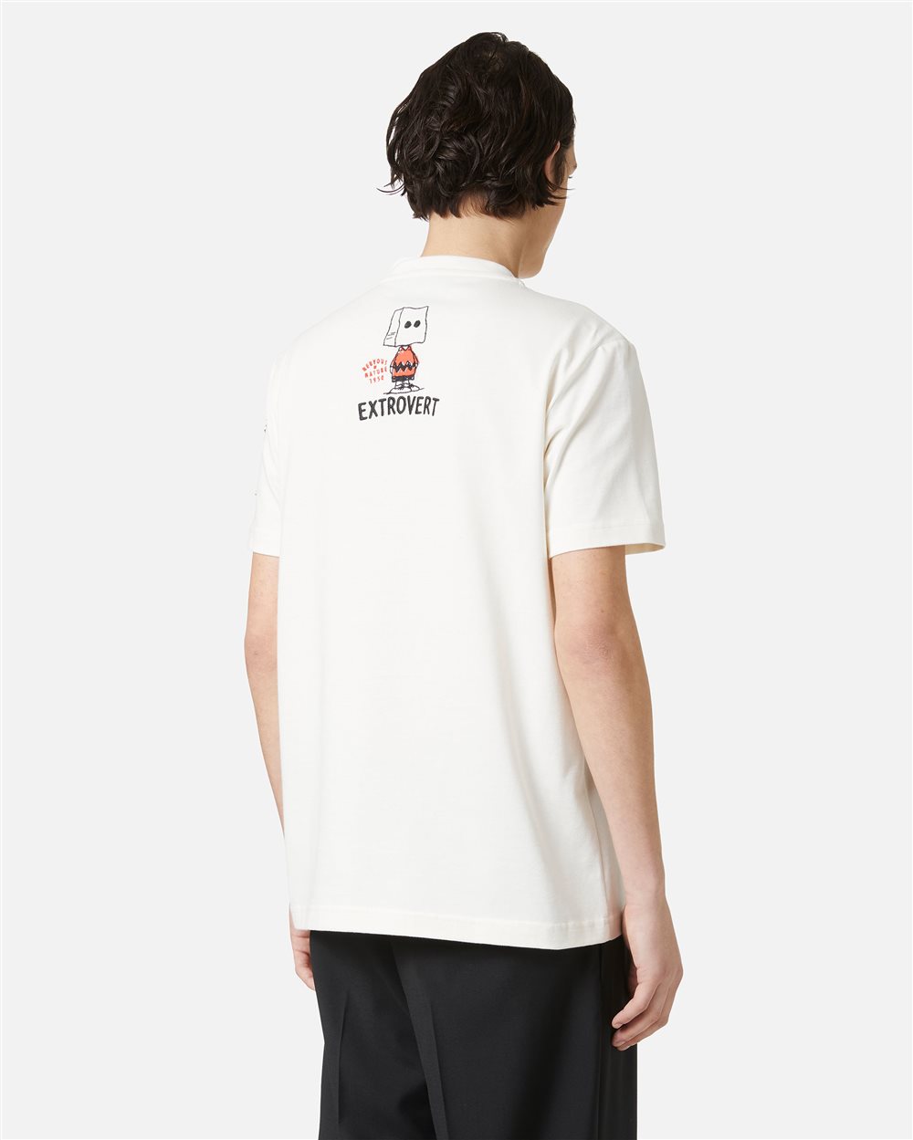 Vanilla classic regular fit T-shirt in compact jersey with mix of Peanuts prints and embroidery - Iceberg - Official Website