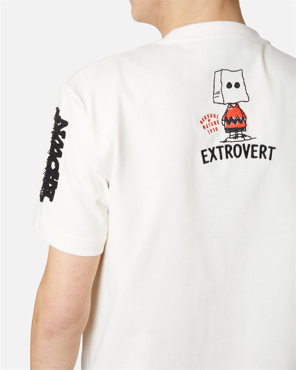 Vanilla classic regular fit T-shirt in compact jersey with mix of Peanuts prints and embroidery - Iceberg - Official Website
