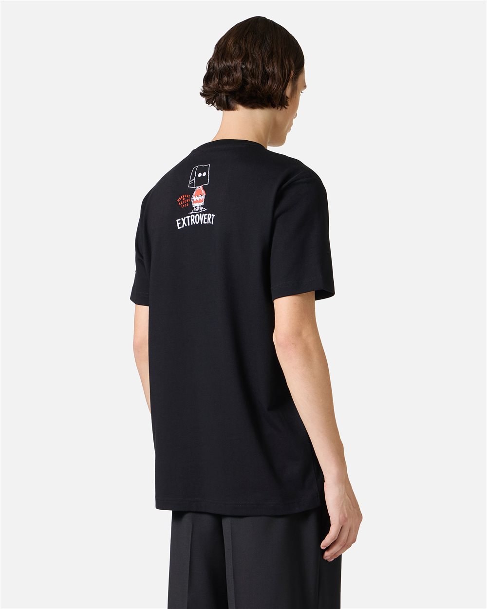Regular fit black T-shirt in compact jersey with mix of Peanuts prints and embroidery - Iceberg - Official Website