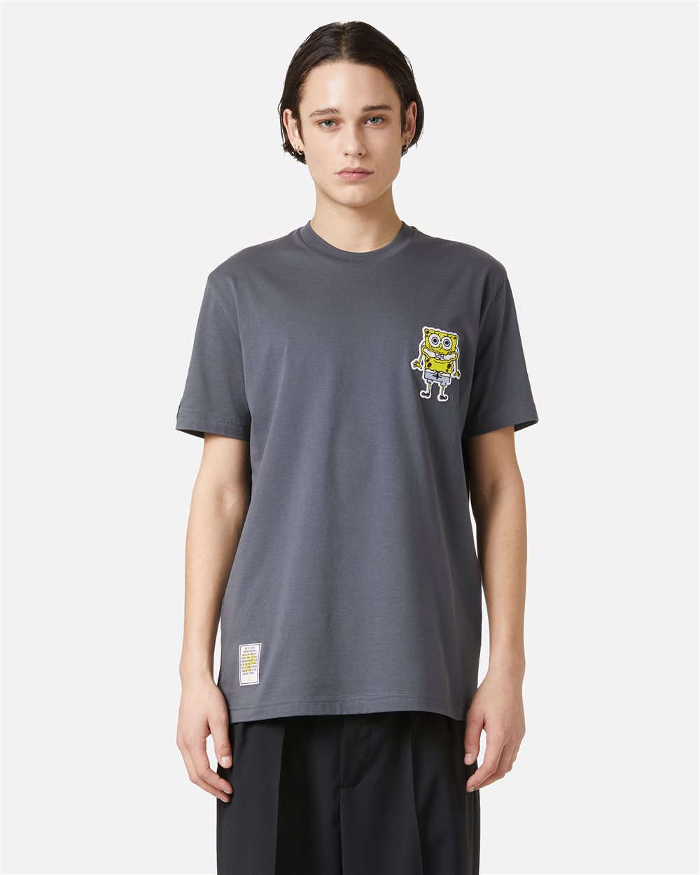 Dark grey regular fit T-shirt with SpongeBob patch and Iceberg logo label - Iceberg - Official Website