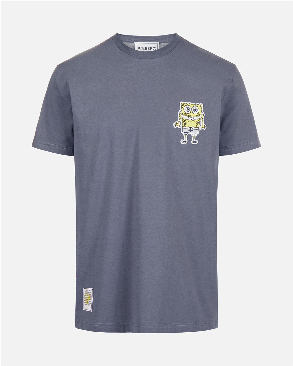 Dark grey regular fit T-shirt with SpongeBob patch and Iceberg logo label - Iceberg - Official Website