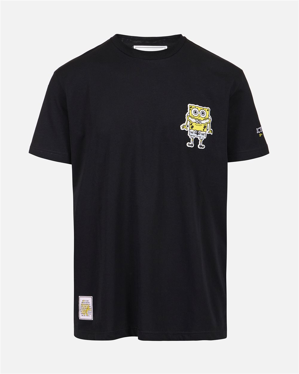 Regular fit black T-shirt with SpongeBob patch and Iceberg logo label - Iceberg - Official Website