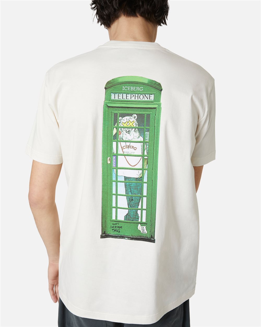Vanilla regular fit T-shirt with Iceberg logo embroidery and Bear print on the back - Iceberg - Official Website