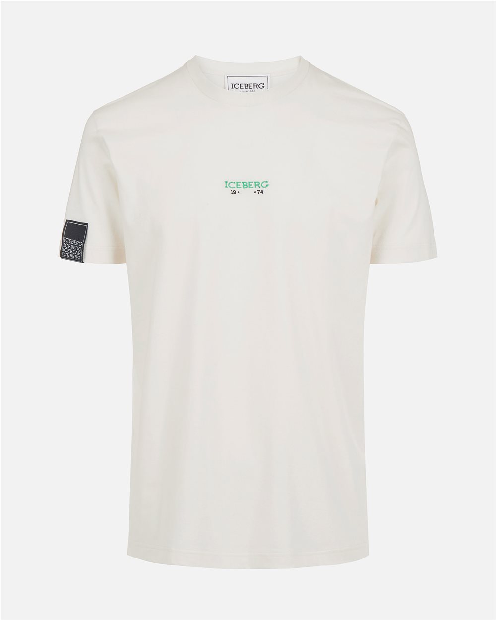 Vanilla regular fit T-shirt with Iceberg logo embroidery and Bear print on the back - Iceberg - Official Website
