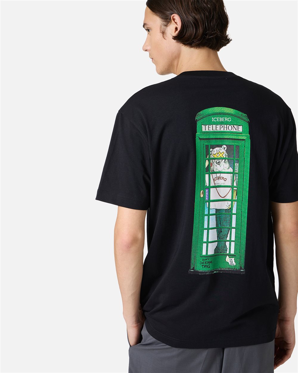 Regular fit black T-shirt with Iceberg logo embroidery and Bear print on the back - Iceberg - Official Website