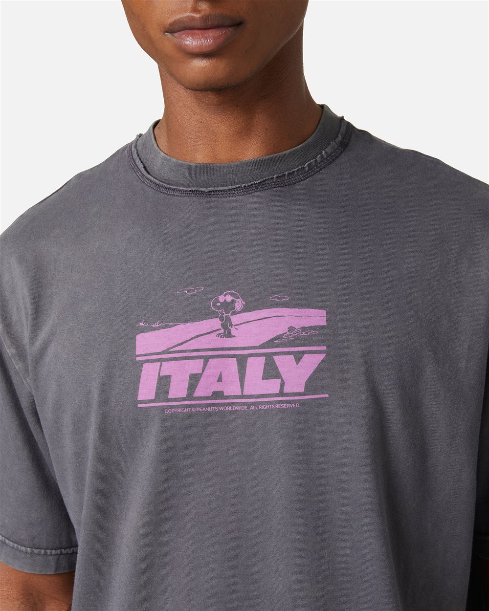 Relaxed style, graphic attitude: the Peanuts T-shirt in dark grey - Iceberg - Official Website