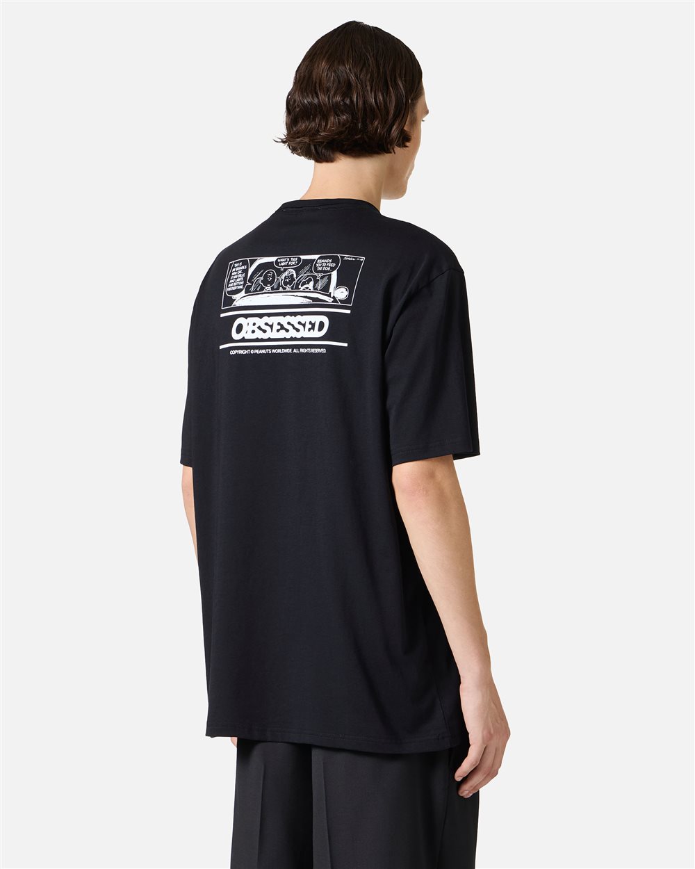 Relaxed fit black T-shirt with Peanuts prints and Iceberg embroidery - Iceberg - Official Website