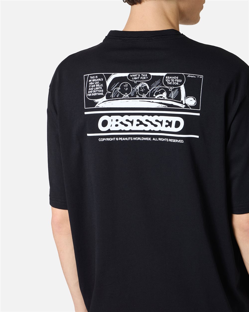 Relaxed fit black T-shirt with Peanuts prints and Iceberg embroidery - Iceberg - Official Website