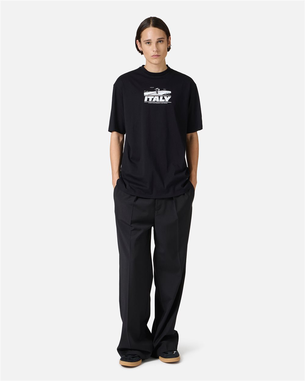 Relaxed fit black T-shirt with Peanuts prints and Iceberg embroidery - Iceberg - Official Website