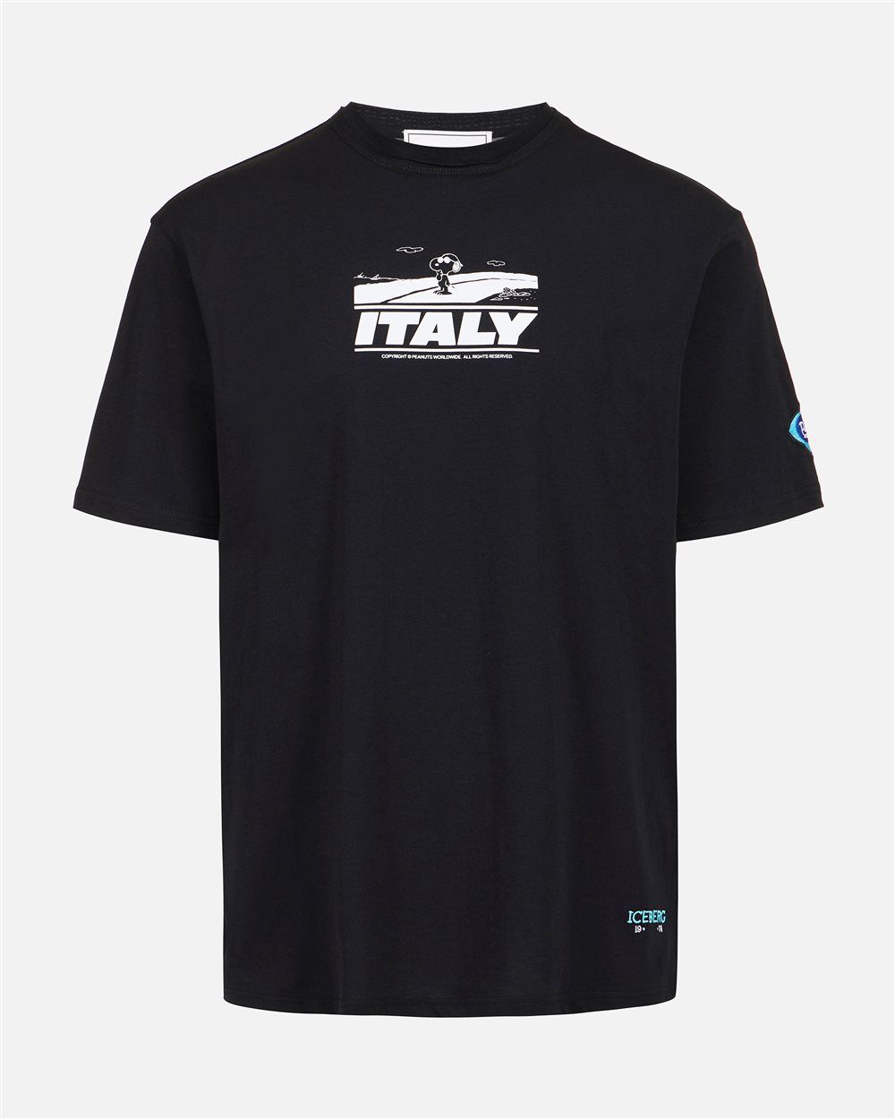 Relaxed fit black T-shirt with Peanuts prints and Iceberg embroidery - Iceberg - Official Website