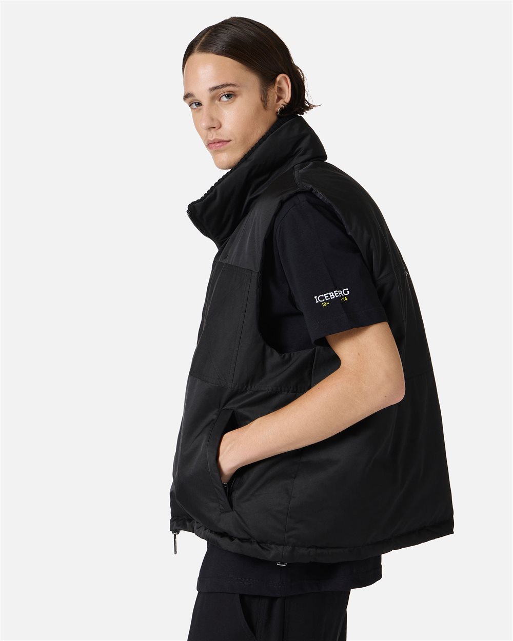 Black padded reversible vest - Iceberg - Official Website
