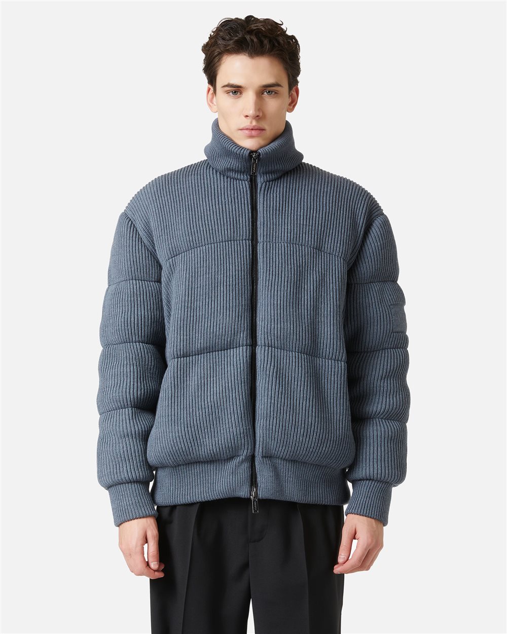 Grau melierte Strickjacke mit Farbblockdesign - Iceberg - Official Website