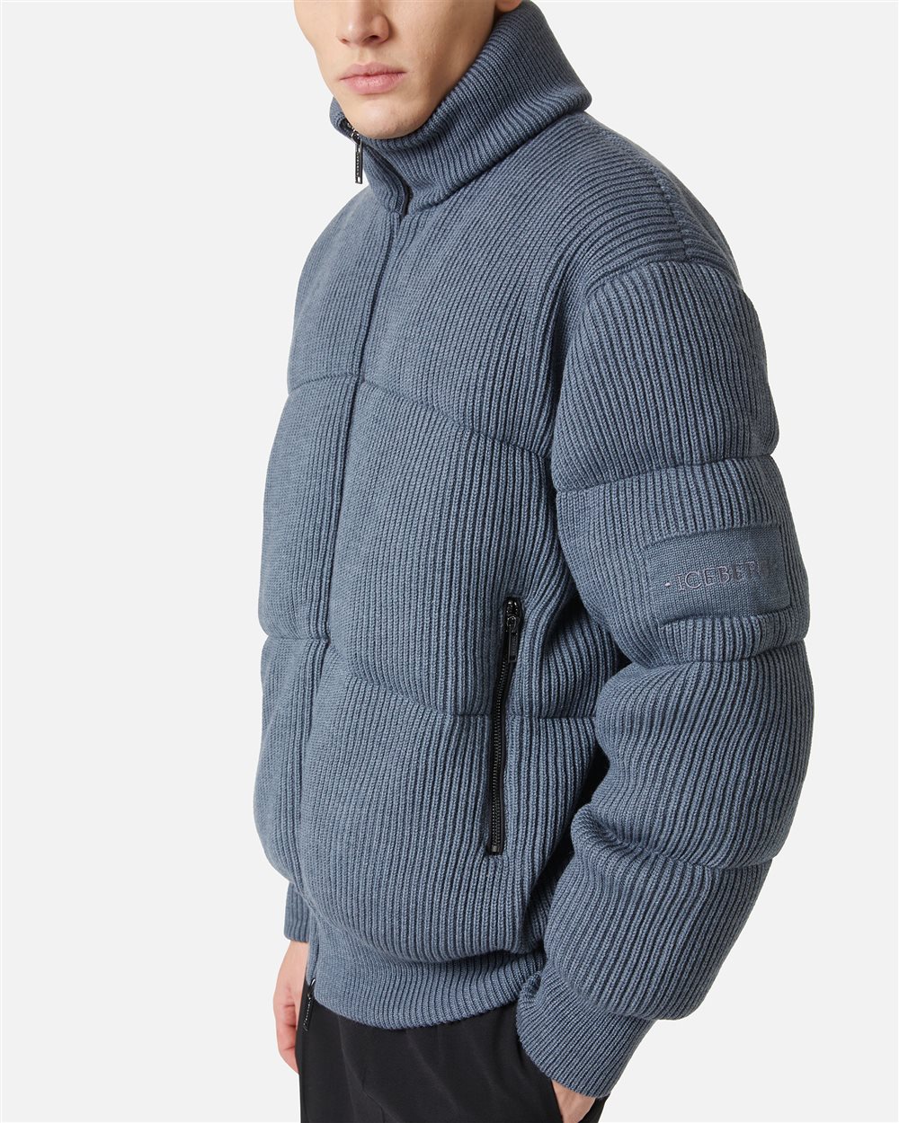 Grau melierte Strickjacke mit Farbblockdesign - Iceberg - Official Website