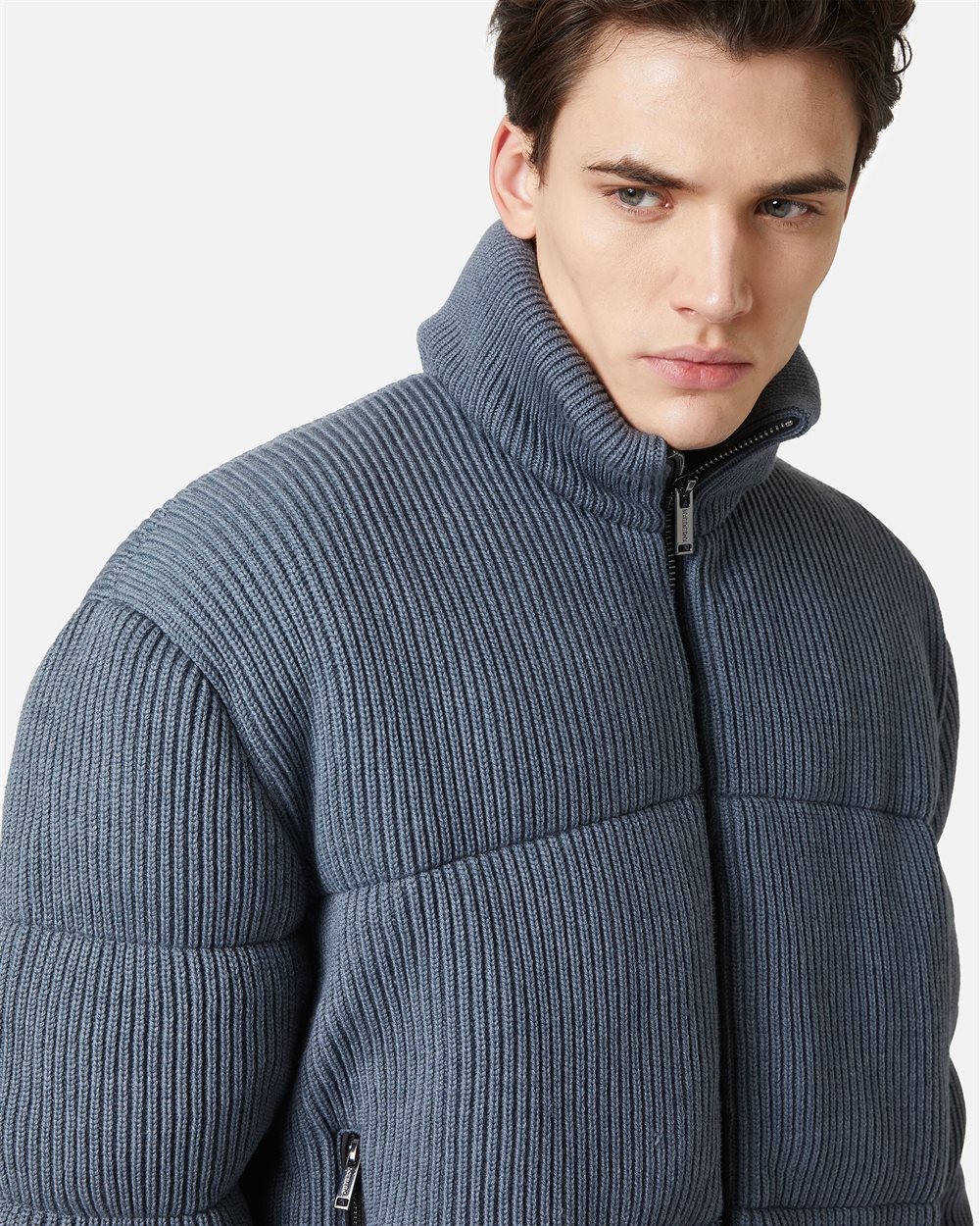 Grau melierte Strickjacke mit Farbblockdesign - Iceberg - Official Website