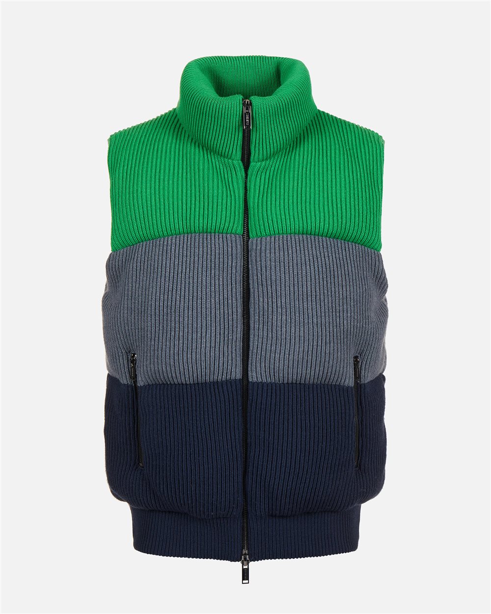 Melange full color block knitted band jacket - Iceberg - Official Website