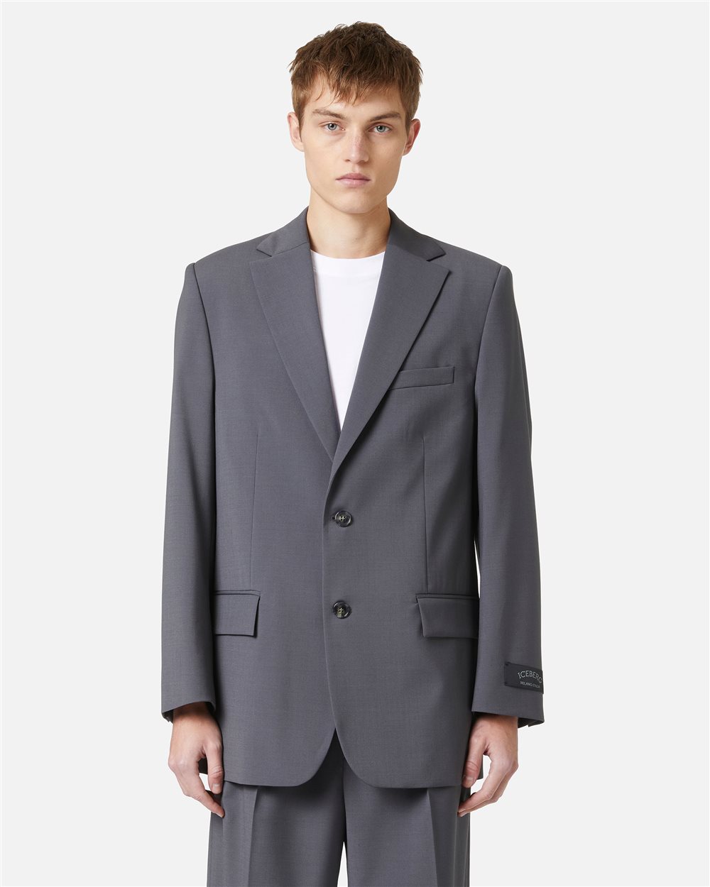 Dunkelgraue Jacke in normaler Passform aus Cool Wool - Iceberg - Official Website