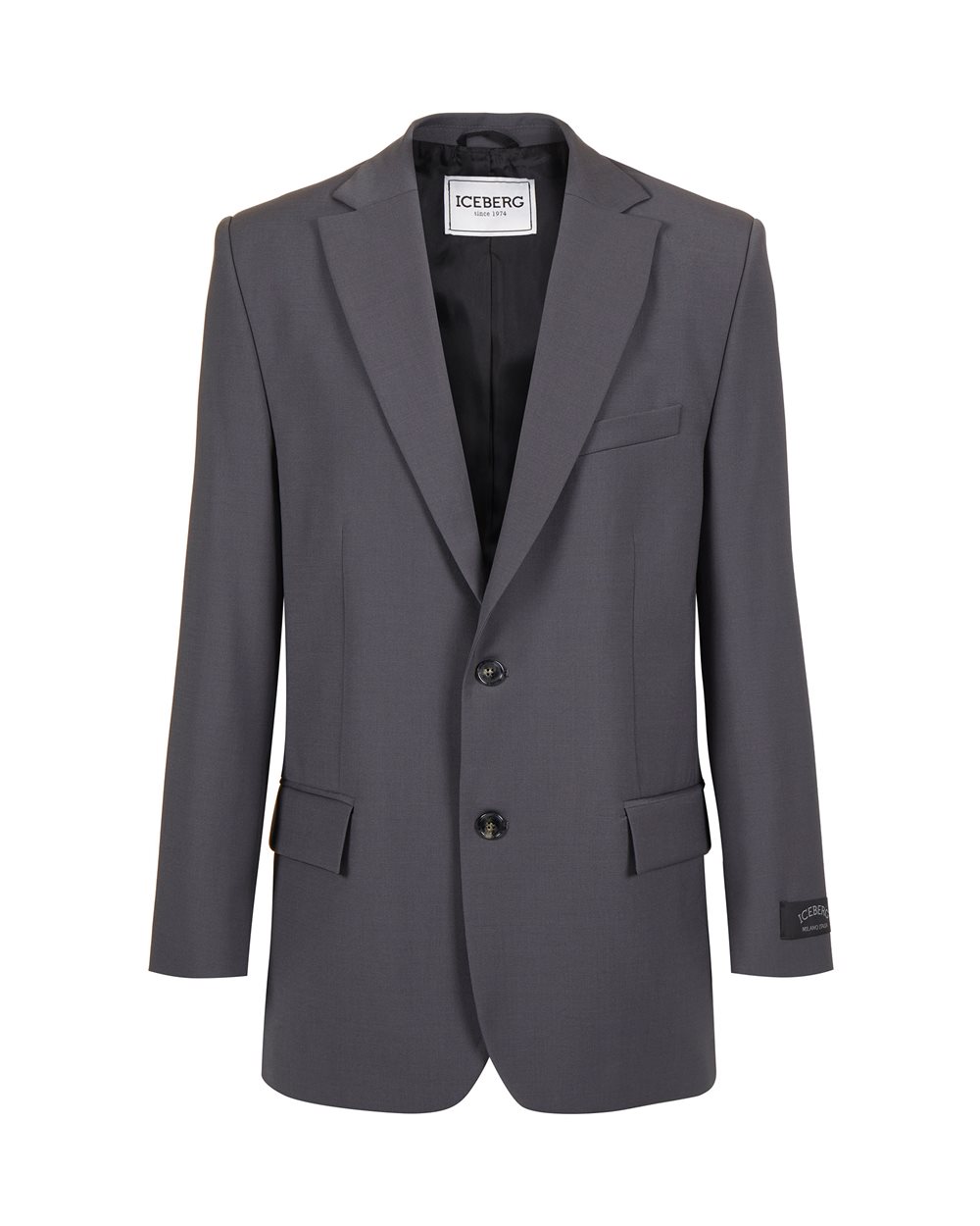 Dark grey regular fit jacket in cool wool - Iceberg - Official Website