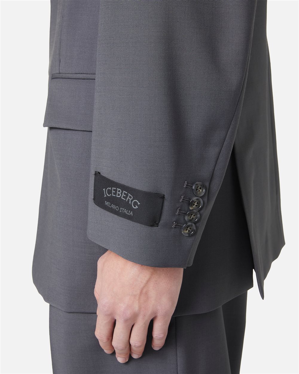 Dunkelgraue Jacke in normaler Passform aus Cool Wool - Iceberg - Official Website