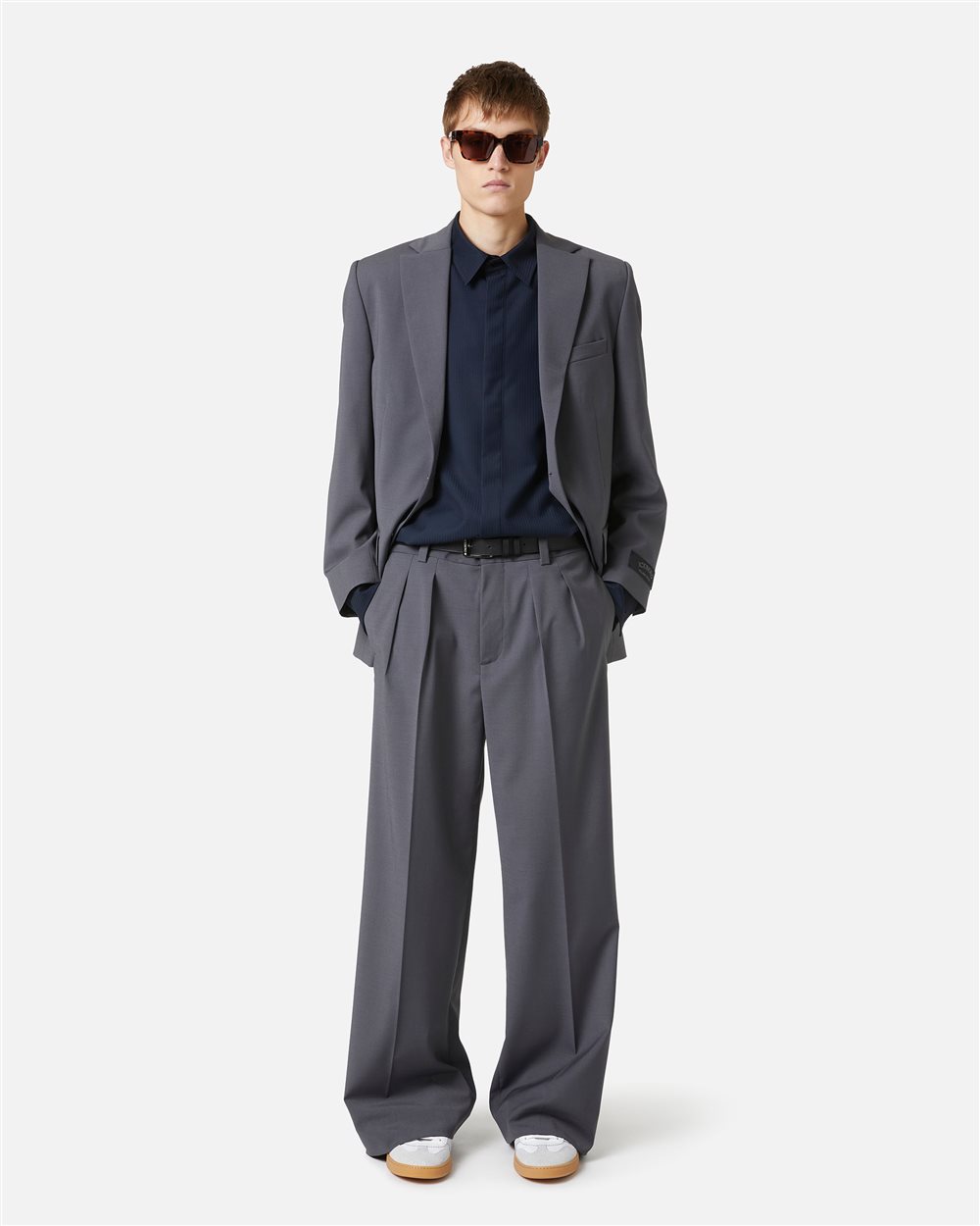 Dunkelgraue Jacke in normaler Passform aus Cool Wool - Iceberg - Official Website