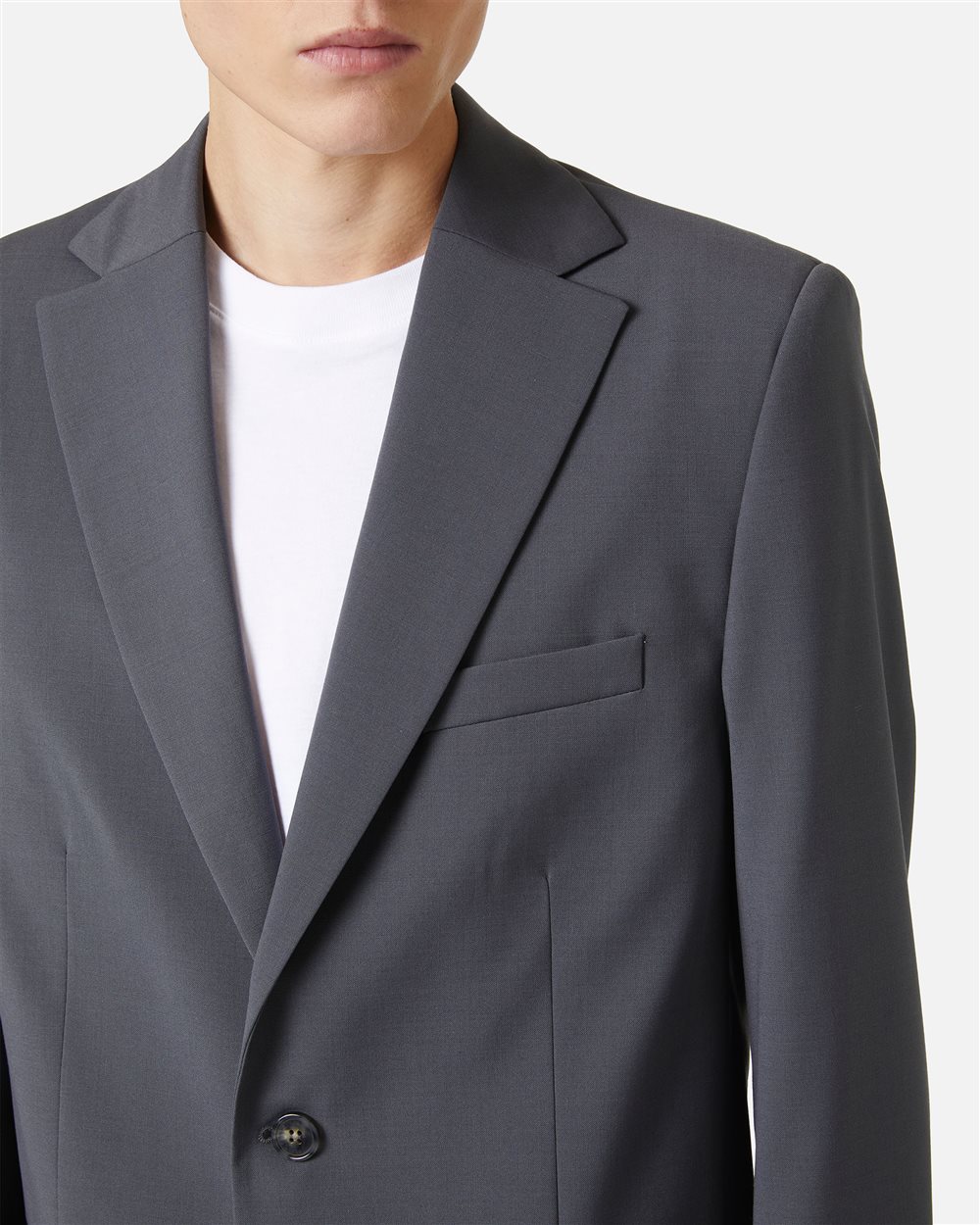 Dunkelgraue Jacke in normaler Passform aus Cool Wool - Iceberg - Official Website