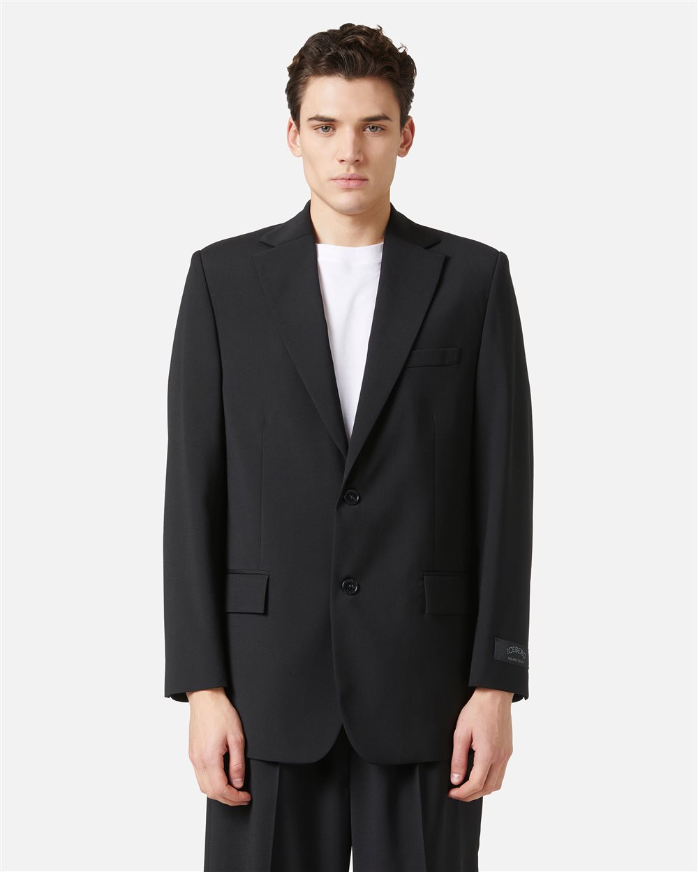 Regular fit black jacket in cool wool - Iceberg - Official Website
