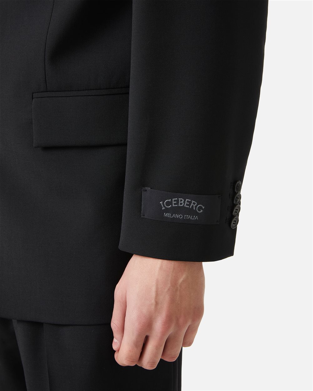 Regular fit black jacket in cool wool - Iceberg - Official Website
