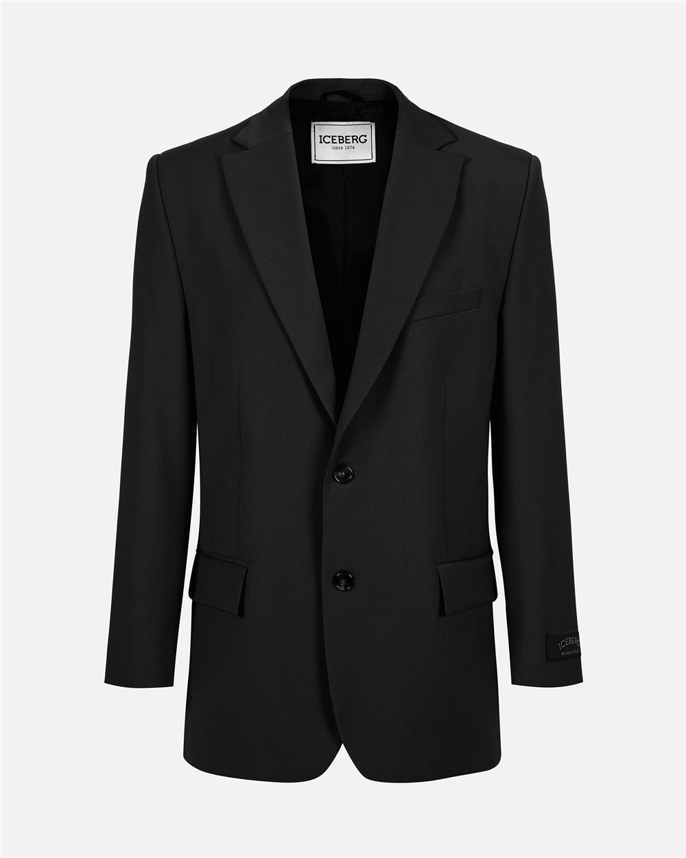 Regular fit black jacket in cool wool - Iceberg - Official Website