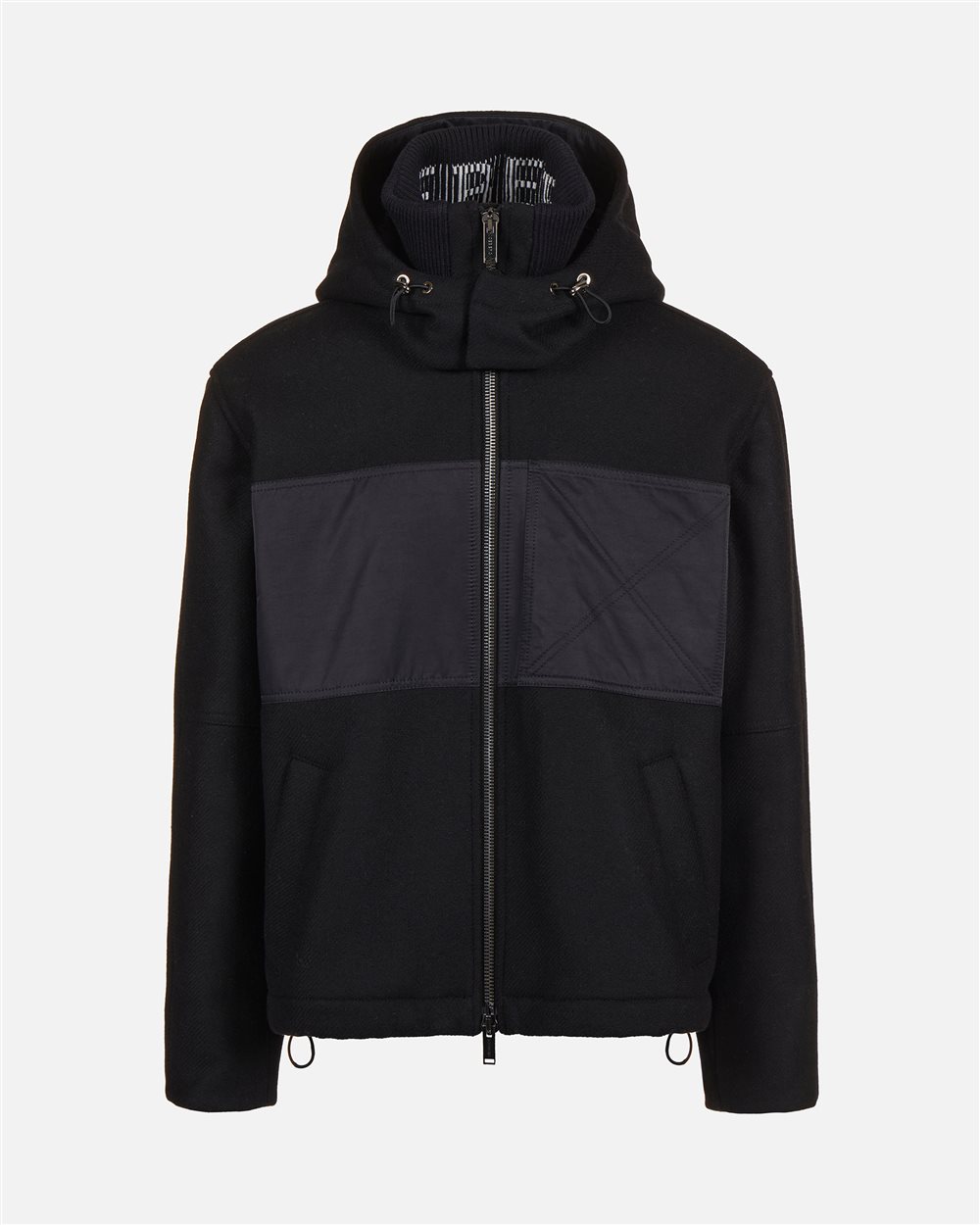 Comfort fit black jacket in cloth and technical nylon - Iceberg - Official Website