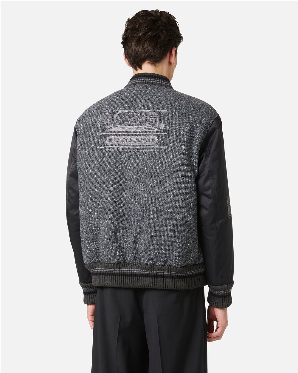 Unprecedented jacket in a mix of fabrics: grey and character - Iceberg - Official Website
