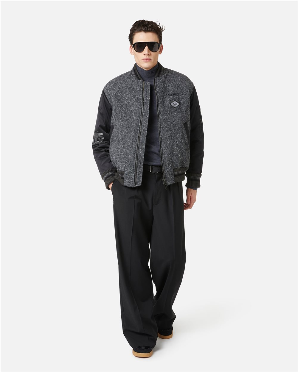 Unprecedented jacket in a mix of fabrics: grey and character - Iceberg - Official Website