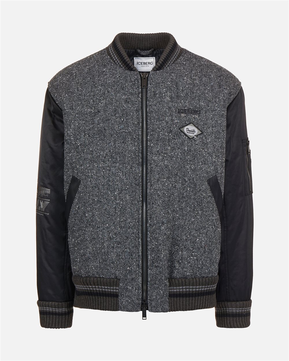 Unprecedented jacket in a mix of fabrics: grey and character - Iceberg - Official Website