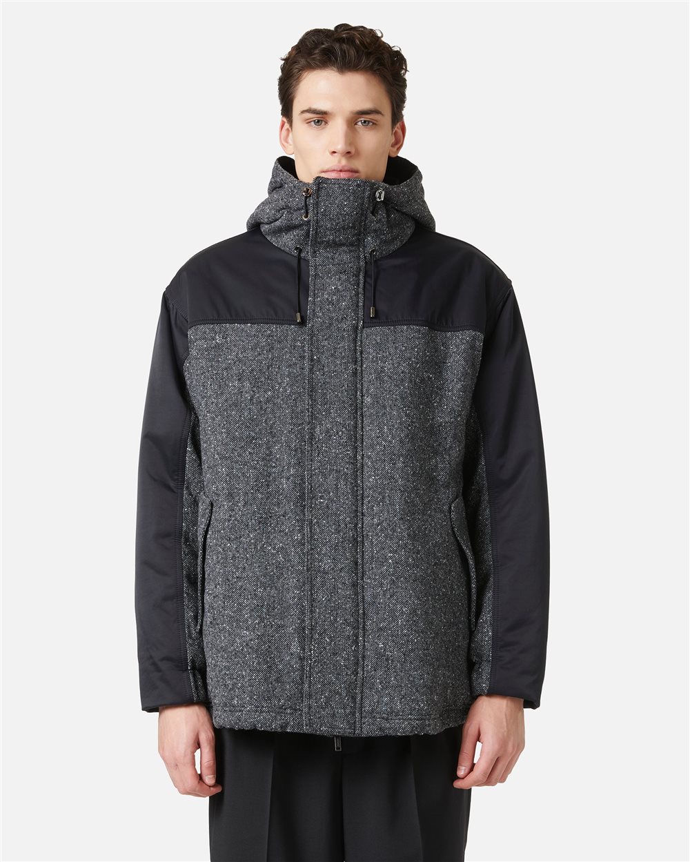 Comfort fit jacket in a mix of fabrics and greys: sophisticated lightness and functionality - Iceberg - Official Website