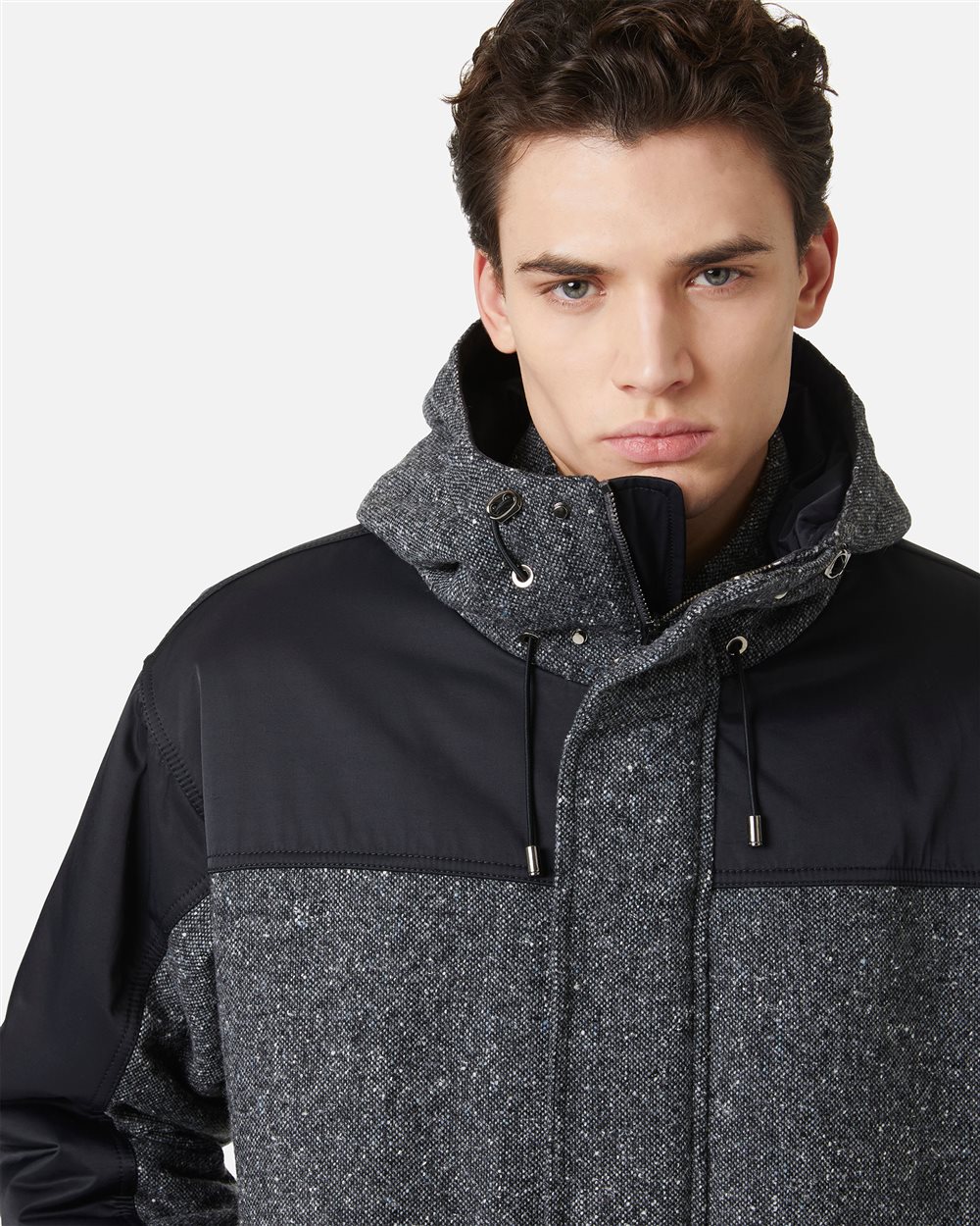 Comfort fit jacket in a mix of fabrics and greys: sophisticated lightness and functionality - Iceberg - Official Website