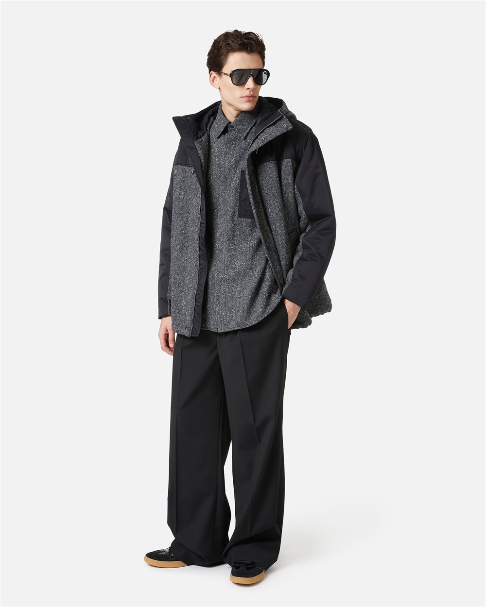 Comfort fit jacket in a mix of fabrics and greys: sophisticated lightness and functionality - Iceberg - Official Website