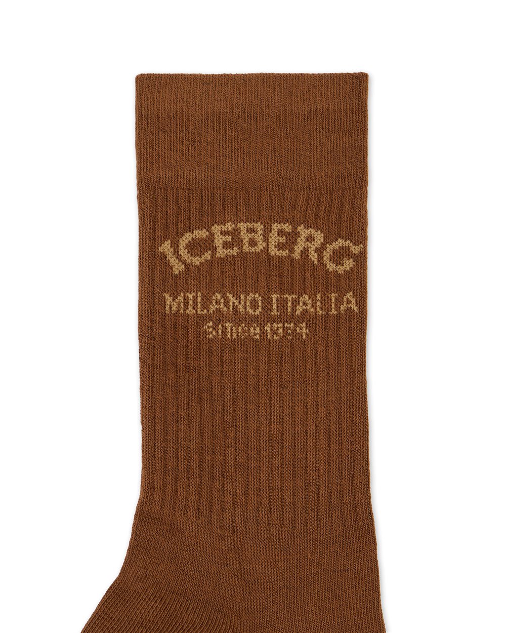 Hazelnut-colored cotton socks with Iceberg Milano Italia logo - Iceberg - Official Website