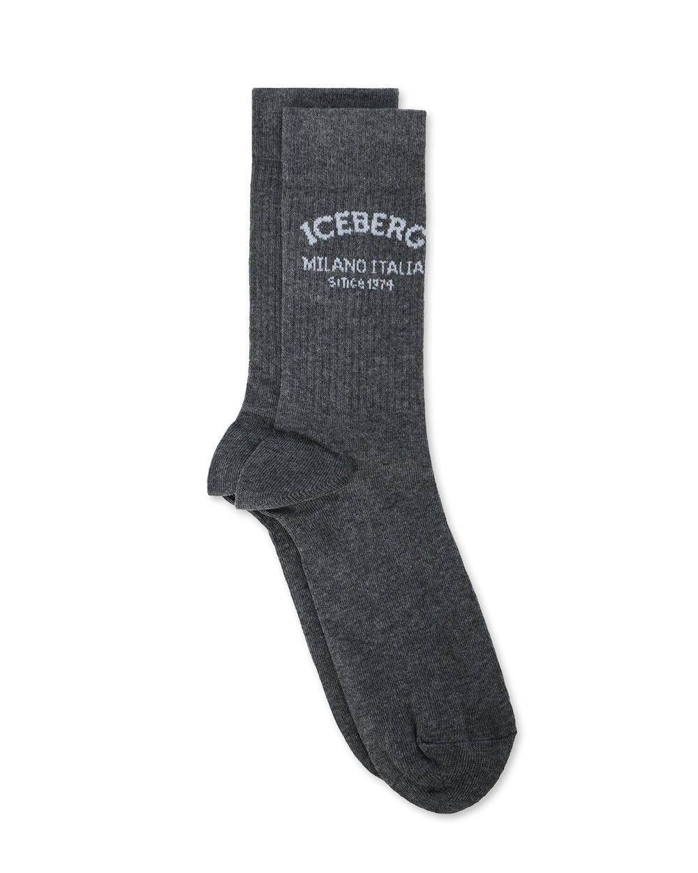 Grey melange cotton socks with Iceberg Milano Italia logo - Iceberg - Official Website