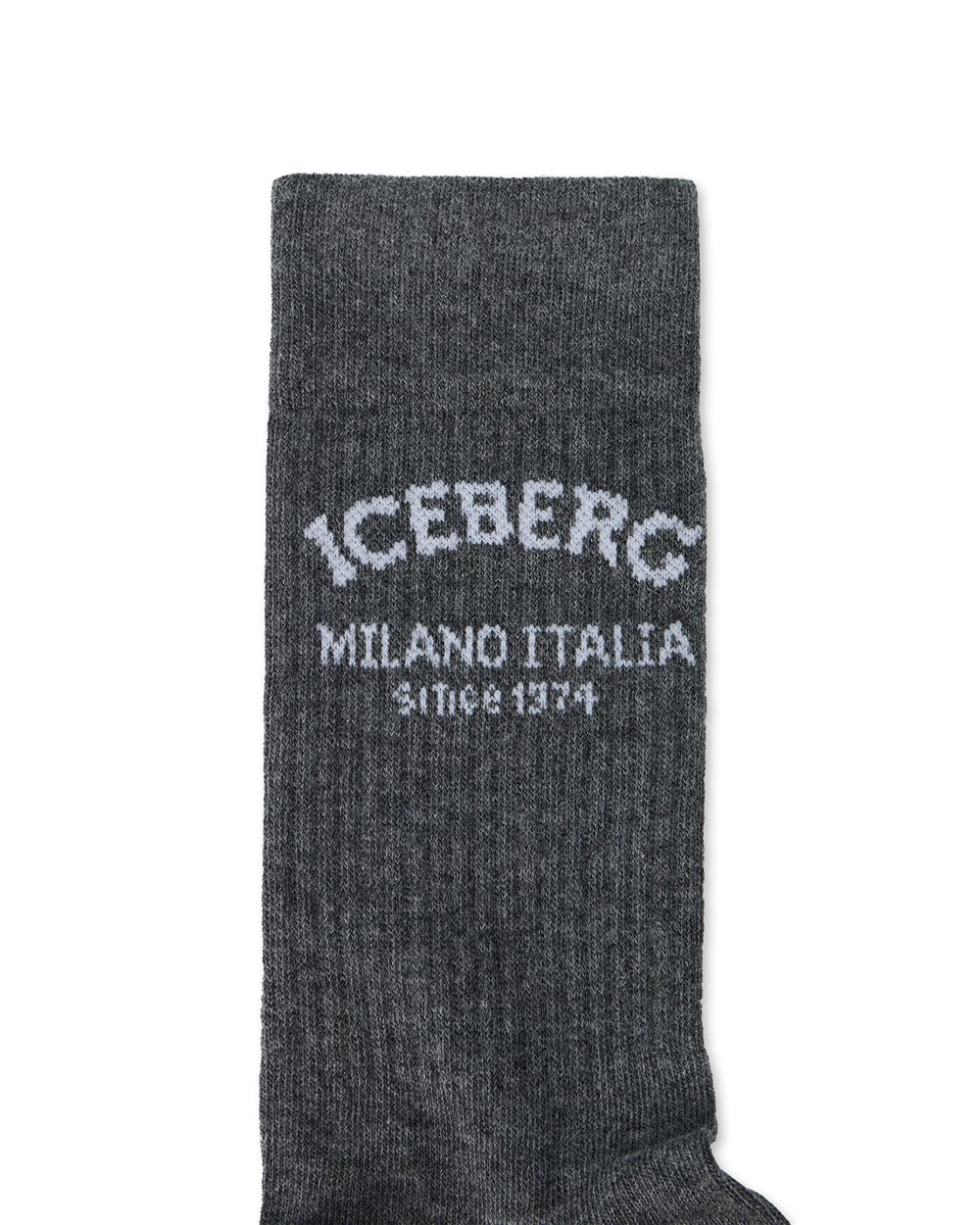 Grey melange cotton socks with Iceberg Milano Italia logo - Iceberg - Official Website