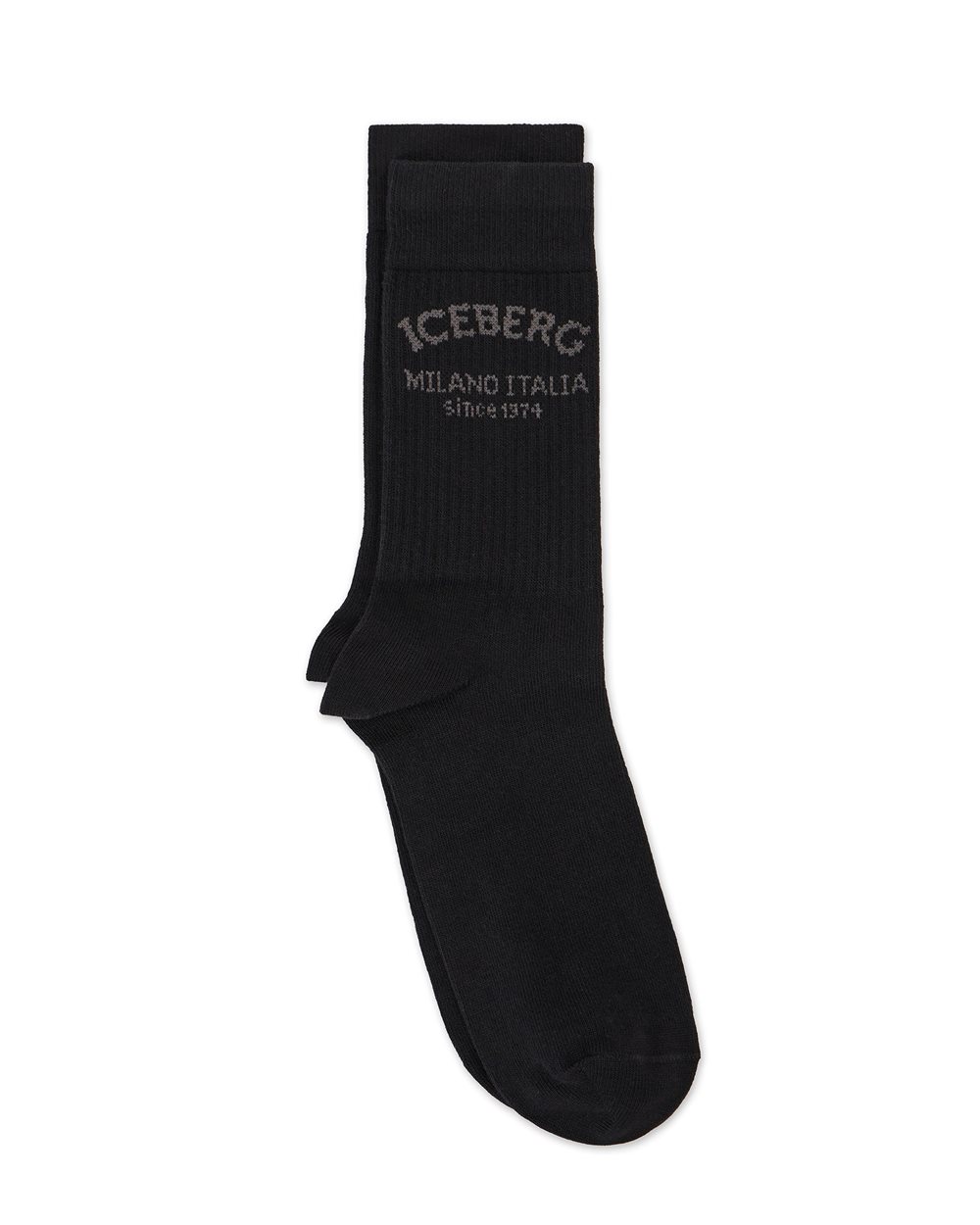 Black cotton socks with Iceberg Milano Italia logo - Iceberg - Official Website