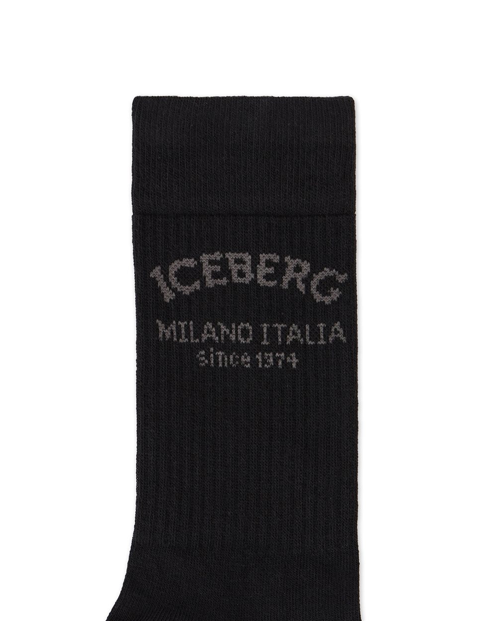 Black cotton socks with Iceberg Milano Italia logo - Iceberg - Official Website