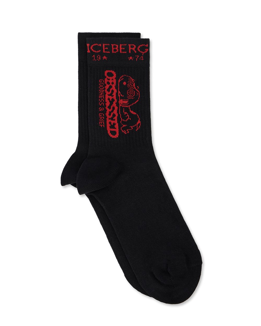 Black cotton sock with peanuts graphic - Iceberg - Official Website