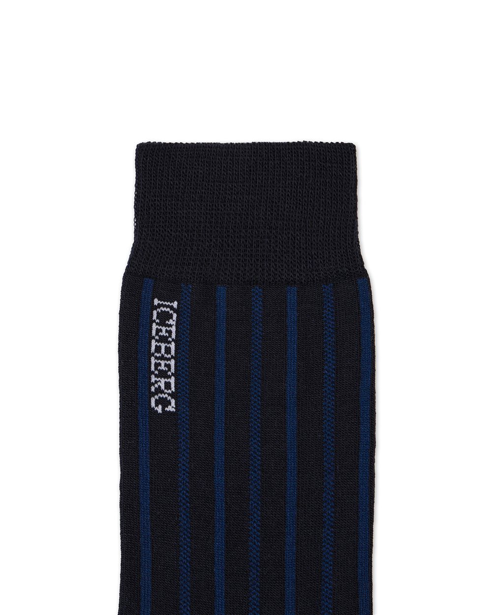 Blue ribbed wool sock with jacquard logo - Iceberg - Official Website