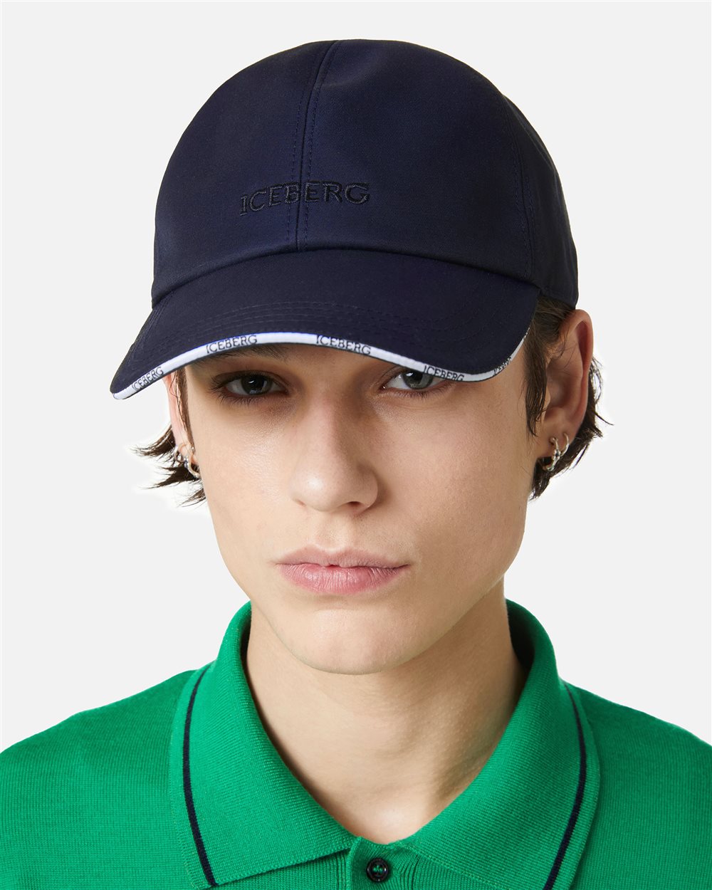 Blue nylon cap with double iceberg logo - Iceberg - Official Website