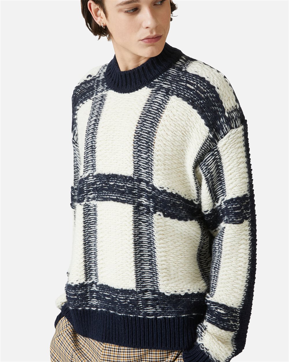 Maglia girocollo over fit multicolor in lana alpaca - Iceberg - Official Website
