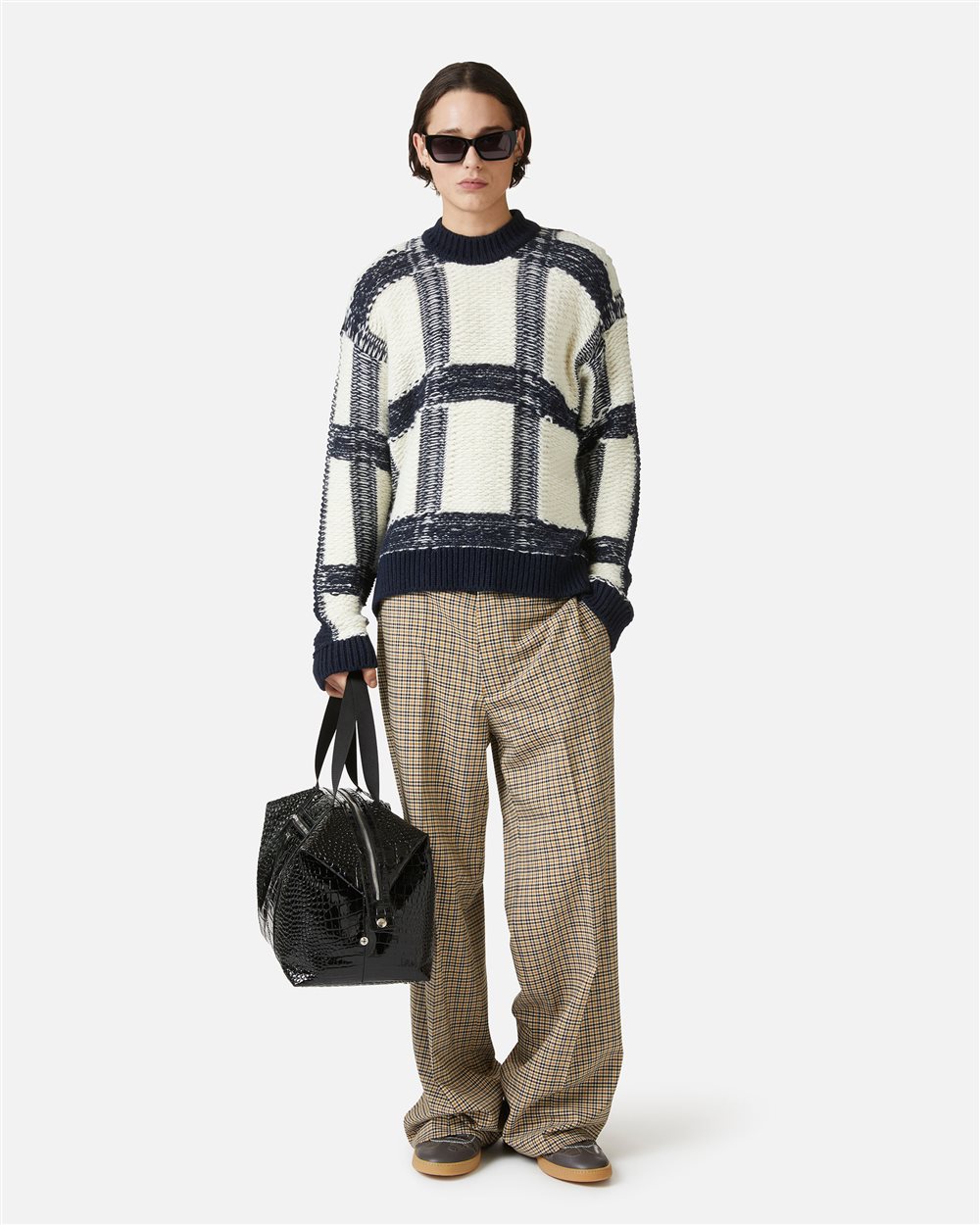 Maglia girocollo over fit multicolor in lana alpaca - Iceberg - Official Website