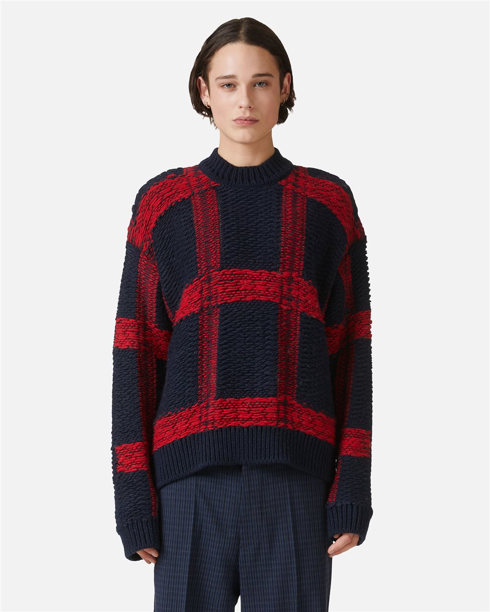 Maglia girocollo over fit multicolor in lana alpaca - Iceberg - Official Website
